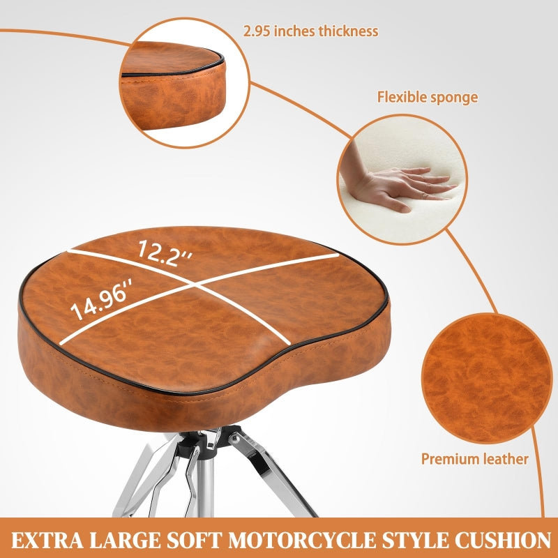 Adjustable Drum Throne Set Heavy Duty Butt Shape with Drum Sticks - Brown