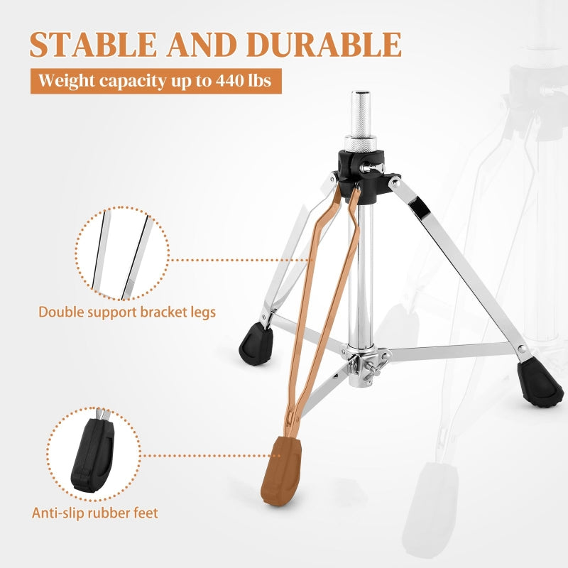 Adjustable Drum Throne Set Heavy Duty Butt Shape with Drum Sticks - Brown