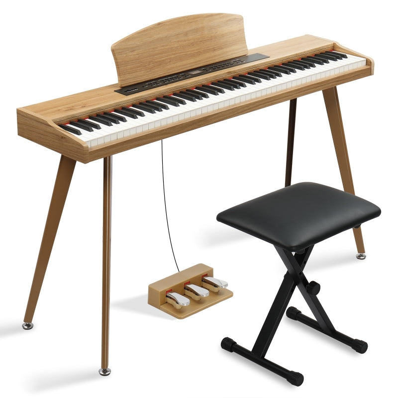Glarry GPP-203 88 Key Full Size Semi-Weighted Standard Electric Digital Piano with Piano Bench
