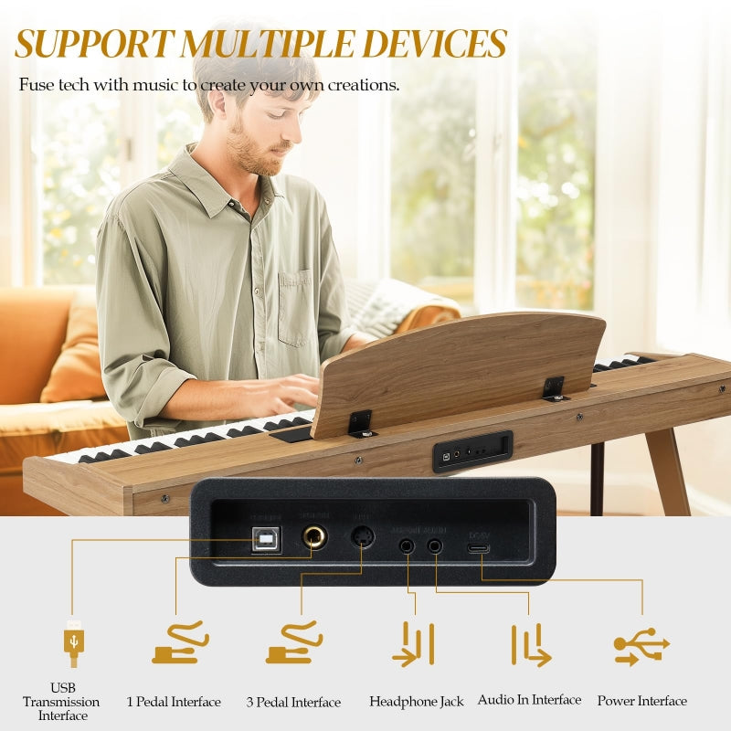 Glarry GPP-203 88 Key Full Size Semi-Weighted Standard Electric Digital Piano with Piano Bench