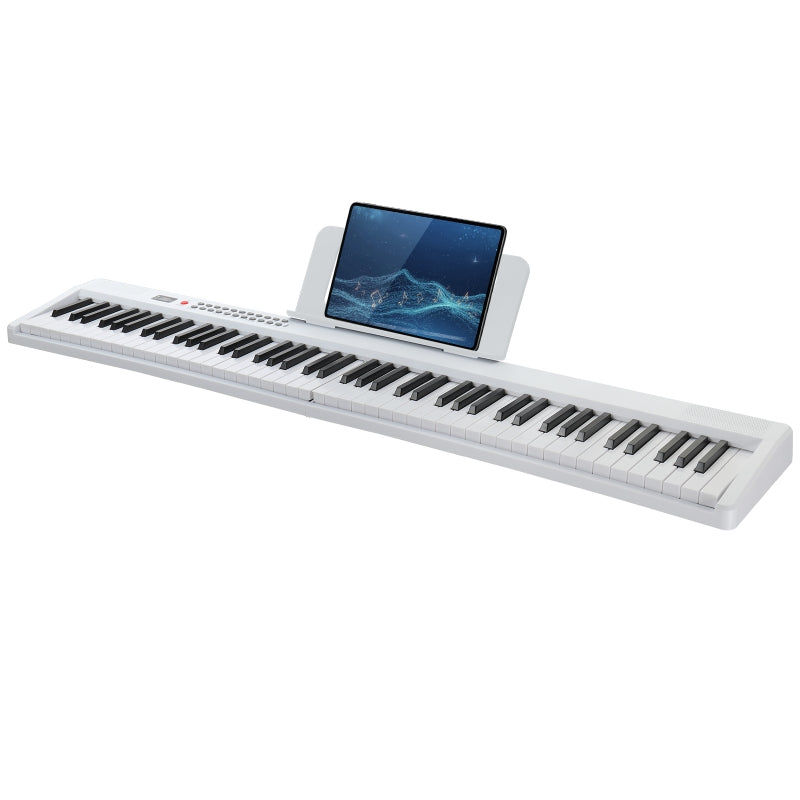 Glarry GPP-106 88 Key Foldable Full Size Semi-Weighted Standard Electric Digital Piano - White