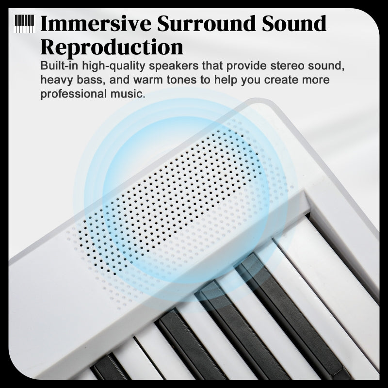 Glarry GPP-106 88 Key Foldable Full Size Semi-Weighted Standard Electric Digital Piano - White